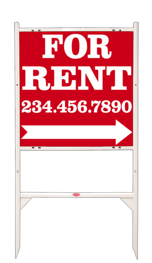 For Rent Angle Iron Sign Units with Large, Bold Text,  24h x 24w, White